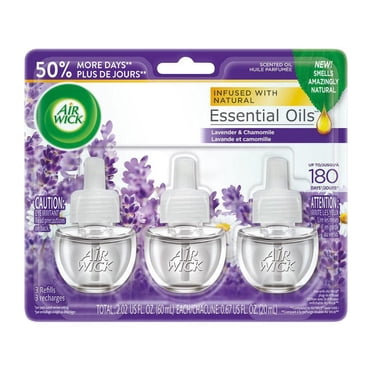 Air Wick Désodorisant à Brancher, Recharges d'Huile Parfumée, Lavande et Camomille, 3 Recharges