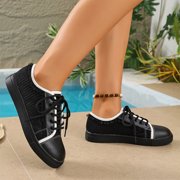 Commforr Women's Breathable Sneakers, Low-Top Athletic Shoes for Women Casual Sneakers – Lightweight Non-Slip Athletic Footwear for Running, Walking, and Training, Spring Summer, Black, 39