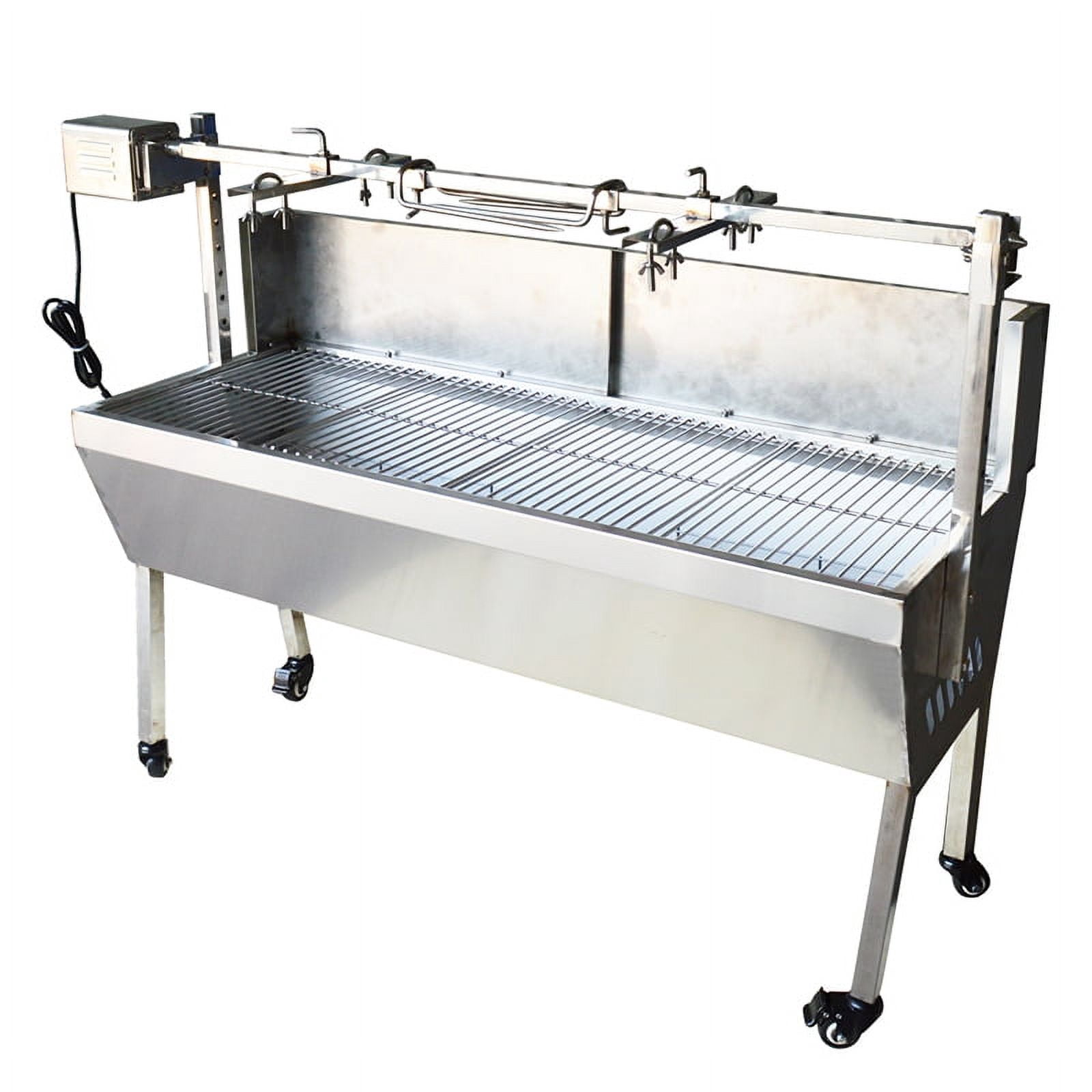 INTBUYING 46" Charcoal BBQ Grill Automatic Outdoor Smoker Barbecue for Garden Patio Outdoor Cooking Party Stainless Steel Spit Roaster Rotisserie Grill