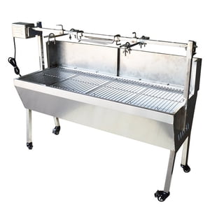 INTBUYING 46" Charbon BBQ Barbecue de smoker extérieur automatique Grill pour jardin Patio Cuisine extérieure Partie en acier inoxydable Spit Roaster Rotisserie Grill