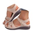 thumbnail image 1 of Mepaouo Wedge Sandals Women 2025 Dressy Summer Ankle Strap Open Toe Low Heel Platform Walking Shoes, 1 of 7