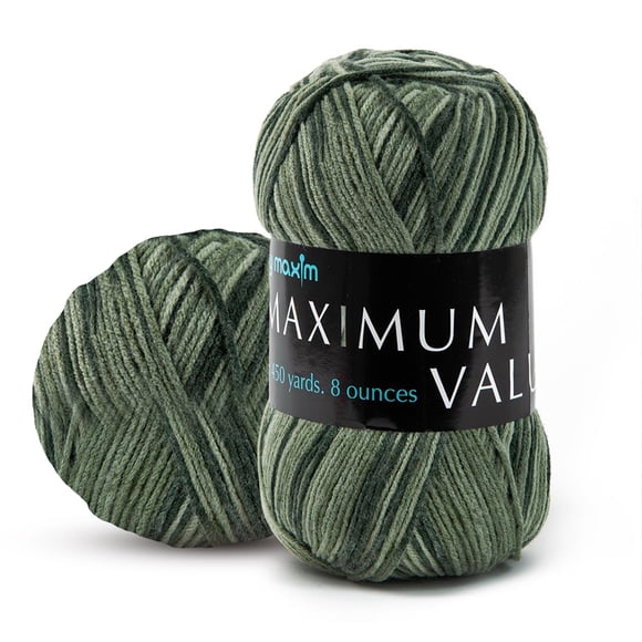 Mary Maxim Maximum Value Green Acrylic Yarn for Crocheting, Knitting 474 Yds, Green Ombre