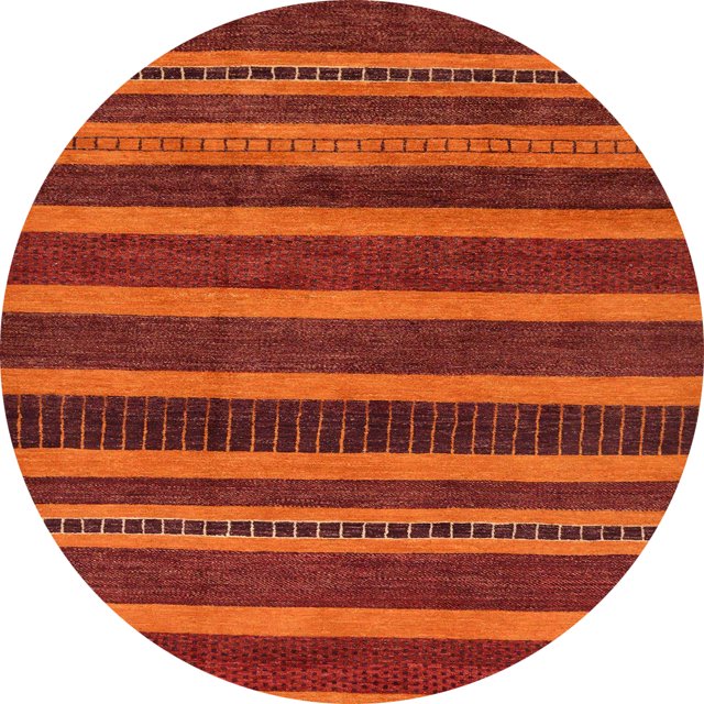 Ahgly Tapis Rond Abstrait Orange Rouge pour Intérieur, 6 Pieds Rond