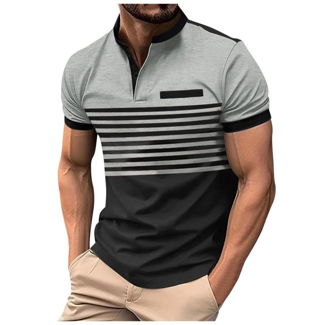 SHIXIAOO Men's Leisure Fashion Design Lapel Button Short Sleeve Tops Boy Apparel Mens Athletic Short Sleeve
