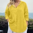 thumbnail image 2 of Timegard Blouses for Women Lightweight Lapel Neck Button Drop Shoulder Loose Tee Shirts Tops Solid Color, 2 of 6