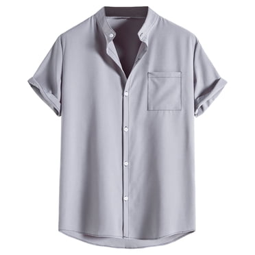 RKSTN Men's Pure Color Beach Shirts Summer Hawaiian Shirt Short Sleeve Cuban Guayabera Shirts Casual Button Down Beach Tops with Pockets