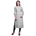 thumbnail image 1 of Bimba Robe Kurti Longue Imprimée Tunique Droite Manches 3/4 Robes pour Femmes Haut, 1 of 6