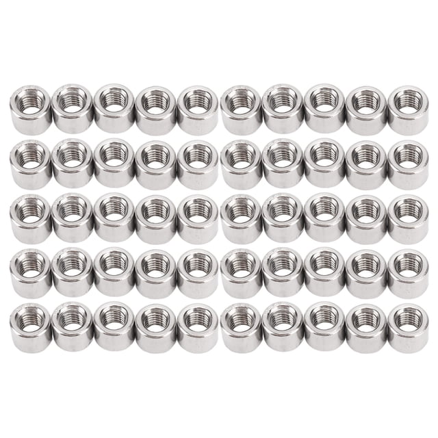 50Pcs Round Coupling Nut Female Thread 304 Stainless Steel M6 Connector Nut for Home Decoration Maintenance