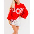 thumbnail image 3 of FOCUSNORM Women's Christmas Loose Pullover Sparkly Rhinestone Letter Print Long Sleeve Crew Neck Sweatshirt, 3 of 7