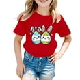 thumbnail image 1 of LUOGENLI T-Shirt pour Filles Enfants Été Chaud Imprimé T-Shirt Filles Mignon Pâques Imprimé Manches Courtes T-Shirt Hauts pour Filles Tendance Mini Rouge 3-4 Ans, 1 of 4