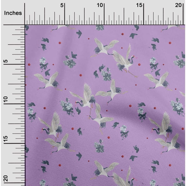 oneOone Viscose Chiffon Fabric Dot|Floral & Stork Bird Printed Craft Fabric BTY 42 Inch Wide