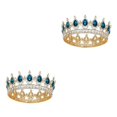 thumbnail image 1 of ZheElen Alloy Durable And Non-deforming Rhinestone For Wedding Or Cosplay Family Wedding Hair Crown Gold  + lake blue 2Set, 1 of 6