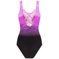 thumbnail image 4 of Women Red/Blue/Purple Gradient Criss Cross Back One Piece Swimsuit, 4 of 4