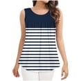 thumbnail image 3 of UPPADA Camisoles Mignonnes pour Femmes Tendance Col Rond à Fleurs Hauts d'Été Sans Manches Blouses Chic Décontracté Débardeurs Graphiques Bleu Marine,P, 3 of 5
