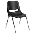thumbnail image 1 of HERCULES Series 661 lb. Capacity Black Ergonomic Shell Stack Chair with Chrome Frame and 16'' Seat Height, 1 of 9