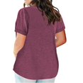 thumbnail image 4 of 2025 Ladies Top V Neck Knit Tops Plus Size Solid Color Short Plus Size Tops Workout Sleeve Pocket Loose T Plus Size Shirts for Women, 4 of 4