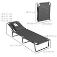 thumbnail image 3 of Outsunny 2 Pcs Chaise Longue d'Extérieur Réglable, Chaise Longue Pliante de Jardin, 3 of 10