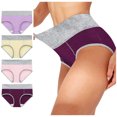 thumbnail image 2 of RKSTN 4Pc Womens Boxer Briefs High Waist Full Coverage Briefs Soft Breathable Postpartum Panties Patchwork Color Stretch Underpants, 2 of 9