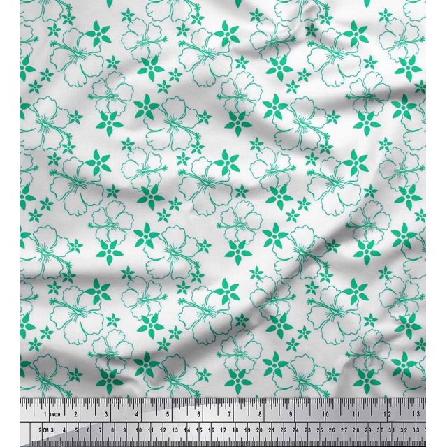 Soimoi polyester Crepe Fabric Artistic Floral Print Fabric by the Yard 42 Inch Wide