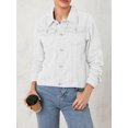 thumbnail image 3 of SUNSIOM Women's Basic Button Down Chest Pocket Stretch Fitted Long Sleeves Denim Jean Jacket, 3 of 9