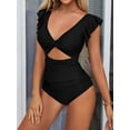 thumbnail image 2 of Charmo Ruffled One Piece Swimsuit for Women High Cut Bathing Suits Backless Monokini Swimwear, 2 of 6