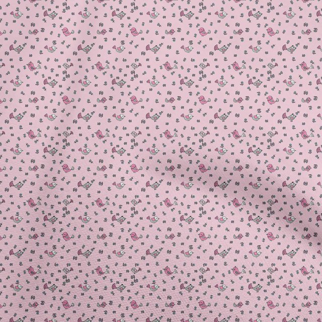 oneOone Georgette Viscose Light Pink Fabric Bird Sewing Material Print Fabric By The Yard 42 Inch Wide