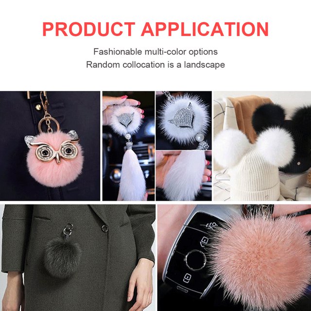 Fuzzy Ball Keychain Supple Comfortable Lovely Key Rings Adorable Practical Key Chains Women for Children Adults Elderly Students Red 7cm