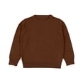 thumbnail image 1 of SERTG Child and Child Sweater Kids Fall Solid Color Plaid Kids Crew Neck Soft Knit Pullover Tops Winter Long Sleeve Round Neck Sweaters(Brown#1,8-9 Years), 1 of 5