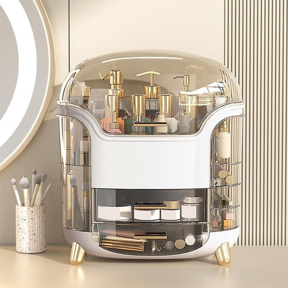 Organisateur de Maquillage et Organisateurs de Soins de la Peau, Boîte Organisatrice Cosmétique avec Couvercle et Tiroirs, Organisateur de Rangement pour Maquillage avec Housse Imperméable et Antipoussière, Cadeaux pour Maman Femmes Filles