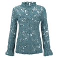 thumbnail image 5 of CEHVOM T-shirt à Manches Longues en Dentelle pour Femme, Col Rond, Couleur Unie, Coupe Ample, Décontracté, Mode, 5 of 5