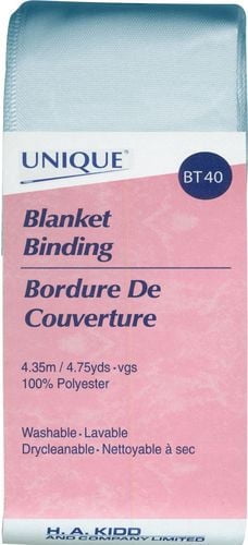 UNIQUE Blanket Binding - satin polyester, 52 mm (2.05 in) × 4.35 m (4.76 yd), bleu