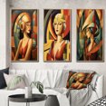 thumbnail image 1 of Designart "Futuristic Art Deco Portrait II" Fashion Woman Framed Wall Art Set Of 3 - Yellow Glam Frame Gallery Wall Set For Home Decor, 1 of 6