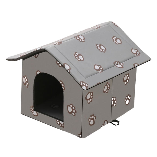 Niche Extérieure pour Chat, Petit Chien, Chenil, Lit Chaud et Isolé, Imperméable, pour Chiot, Gris, P