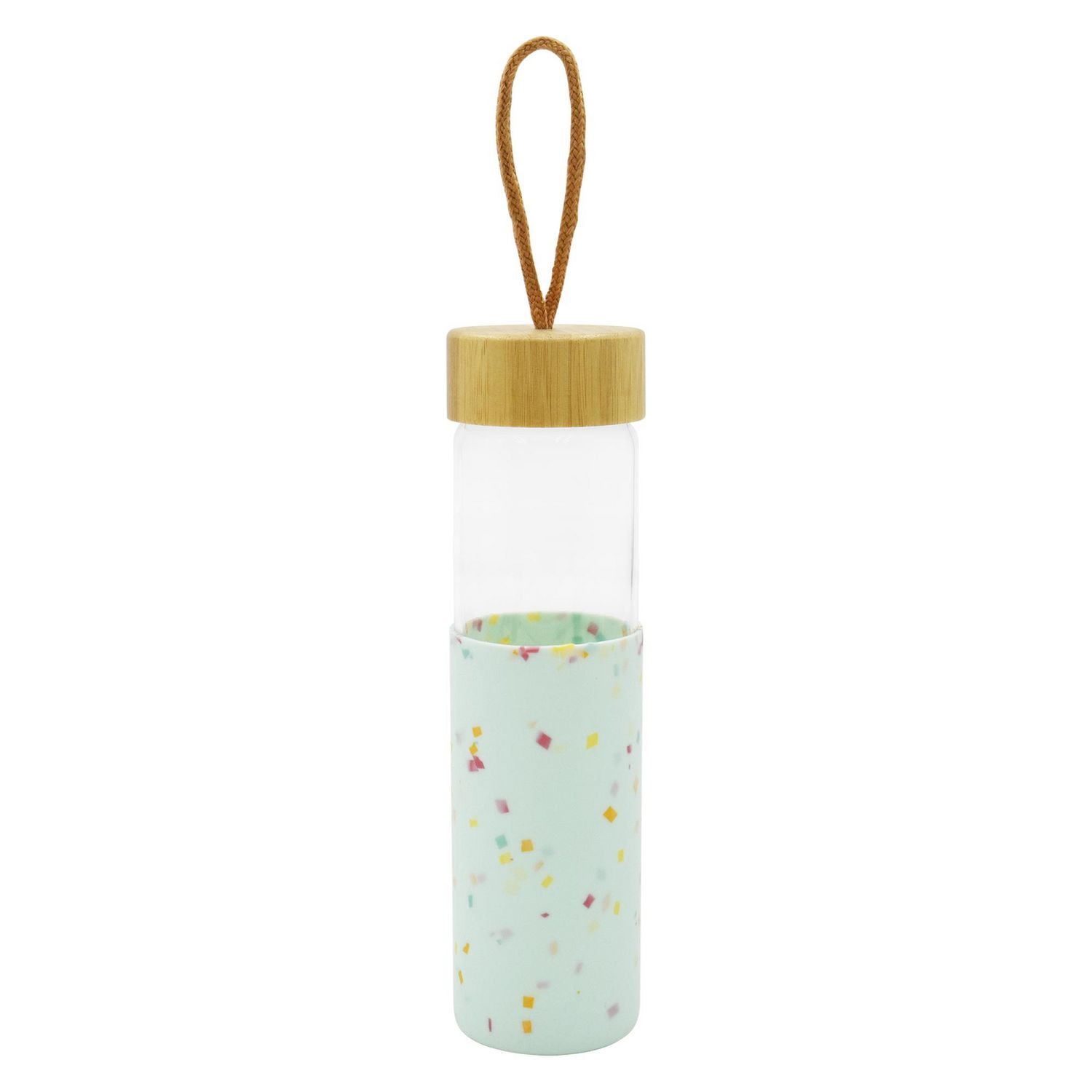 Bouteille d'eau en verre vert Hometrends avec manchon en silicone, 570 mL, 1 pièce