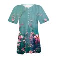thumbnail image 5 of CEHVOM T-shirt à Manches Courtes Décontracté pour Femmes, Col Rond Imprimé, Ample, Blouse, Liquidation, 5 of 5