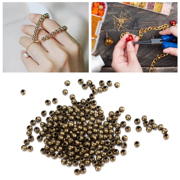 Perles pour Artisanat, 200 Pcs Perles Bracelet Simples et Atmosphériques Perles à Sertir pour Articles de Scrapbooking Argent, Blanc K, Imitation Or, Bronze