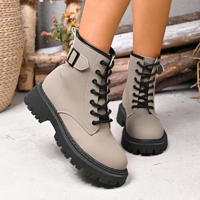 Styesk Bottes pour Femmes Mode Bottes Mi-Mollet pour Femmes Décontractées Bout Rond Bottes Confort Chaussures Décontractées Bottes de Travail pour Femmes