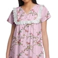 thumbnail image 3 of Moomaya Chemise de Nuit à Manches Courtes Imprimée pour Femmes, Patte de Boutonnage, Vêtement de Nuit, 3 of 5