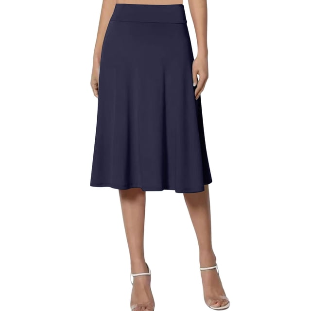 B91xZ Jupes Longues pour Femmes Jupe en Denim Extensible Super Confortable, Bleu Marine P