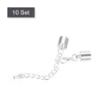 thumbnail image 3 of Unique Bargains 10Sets 8mm Leather Cord End Caps with Lobster Clasps & Extender Chain for DIY, Silver Tone, 3 of 7