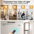 thumbnail image 2 of Floor Lamp with Shelves LED Modern Shelf Floor Lamp with USB Ports Power Outlet Color Temperature Storage Display Wood Column Standing Tall Lamp for Living Room Bedroom Off, 2 of 9