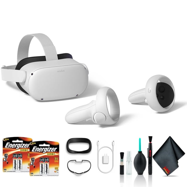 Oculus Quest 2 Advanced VR Headset 128GB Bundle with Batteries and Cleaning Kit