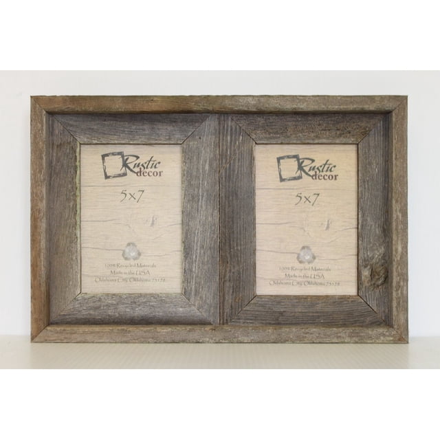 5x7-2.5" Wide Reclaimed Rustic Barnwood Collage Frame - Holds 2 Photos