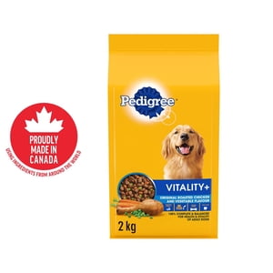 PEDIGREE VITALITY+ Dry Food For Adult Dogs – Roasted Chicken & Vegetable Flavour - Supports Strong Bones and Healthy Teeth – With Calcium 2kg