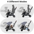 thumbnail image 3 of INFANS Double Stroller with Leather Handle, Front Seat 2-Position Recline, Rear Standing Board, 5-Point Harnesses, Dual Rear Brakes and Lockable Front Wheels, Baby Pushchair for Toddlers, 3 of 9