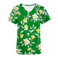 thumbnail image 5 of Liquidation Fatuov Tuniques Médicales pour Femmes à Col en V avec Poche T-Shirts Graphiques à Manches Courtes d'Été à Imprimé Floral Uniformes d'Infirmière Hauts Vert, 5 of 5