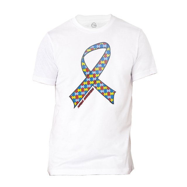 Autism Awareness Ruban T-Shirt à Manches Courtes pour Hommes - Blanc - Petit