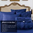 thumbnail image 3 of HAOK Ensemble de Couette Plissée Très Grand 8 Pcs, Literie en Microfibre, Marine, 3 of 6