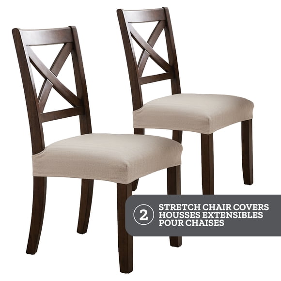 SmartFit Stretch Herringbone Dining Chair Covers: Set of 2, Beige/Linen
