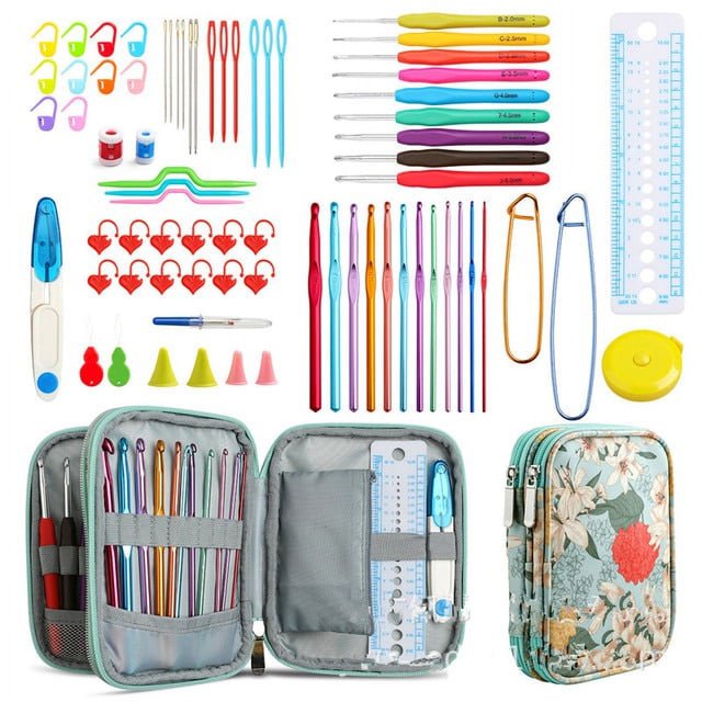 Crochet Hooks Set With Case 3 Styles Knitting Needles Set DIY Needle Arts Craft Scissors Stitch Markers Sewing Tools